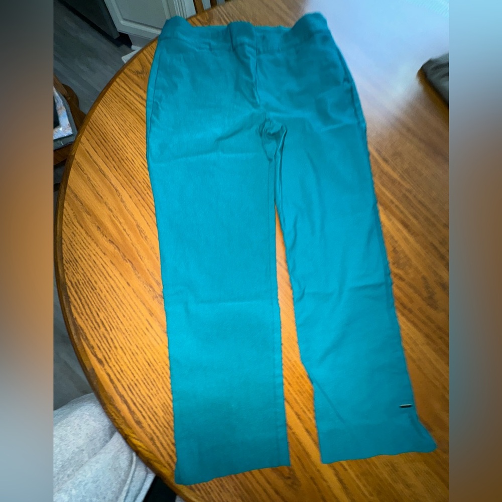 Chico’s teal green slimming slacks brand new
